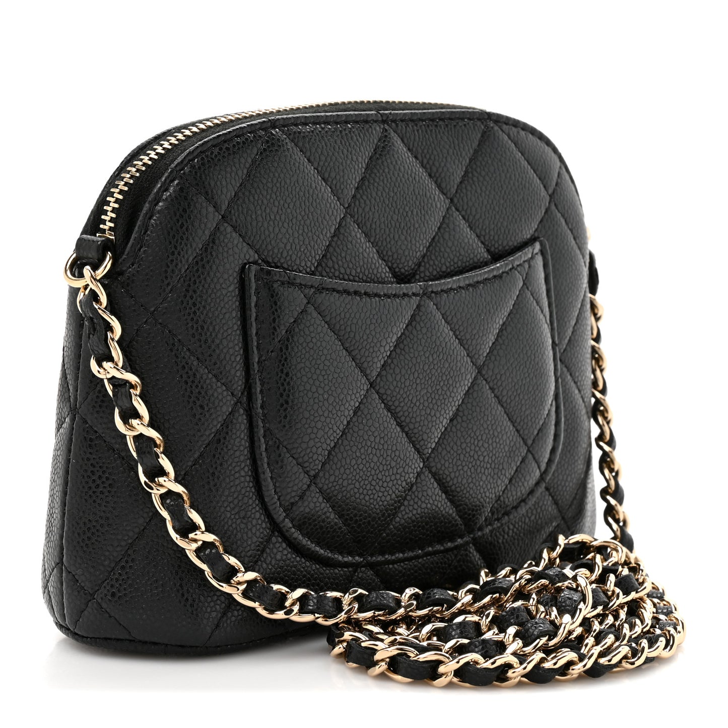 Caviar Quilted Classic Clutch with Chain Black