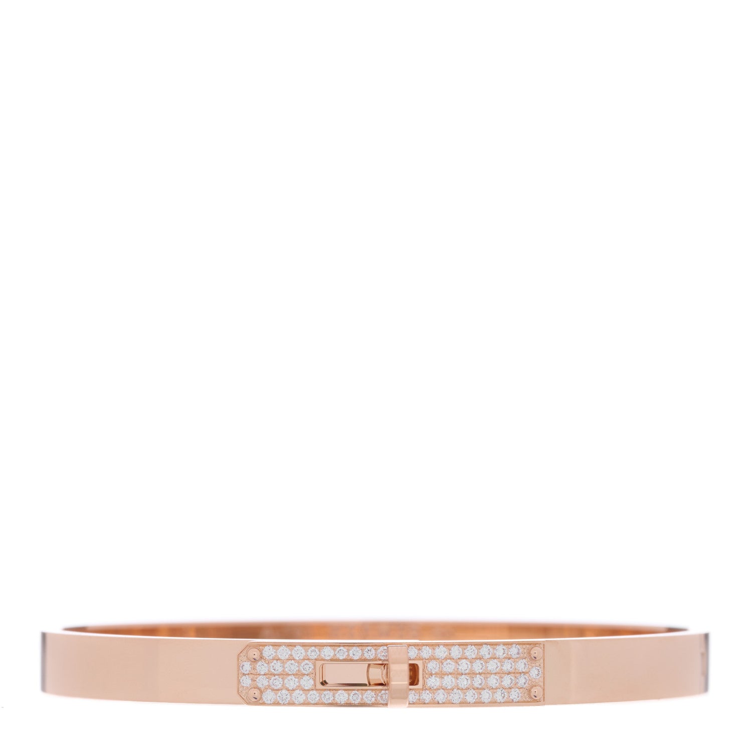 Hermes 18K Rose Gold Diamond PM Kelly Pave Bracelet SH 1 of 3