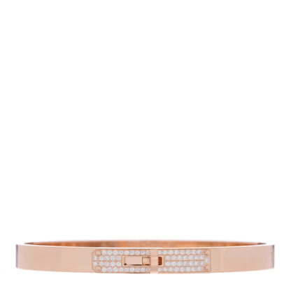 Hermes 18K Rose Gold Diamond PM Kelly Pave Bracelet SH 1 of 3