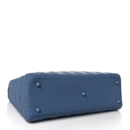 Christian Dior Ultra Matte Calfskin Cannage Large Lady Dior Denim Blue 4 of 10