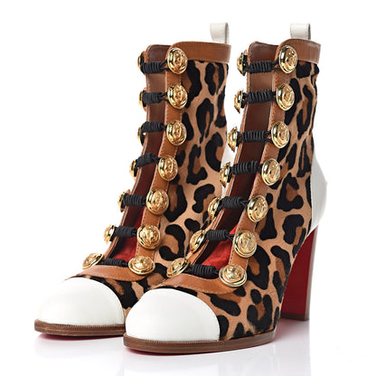 Christian Louboutin Calf Hair Leopard Print Who Dances 85 Ankle Boots 39 Gold Fauve 3 of 11