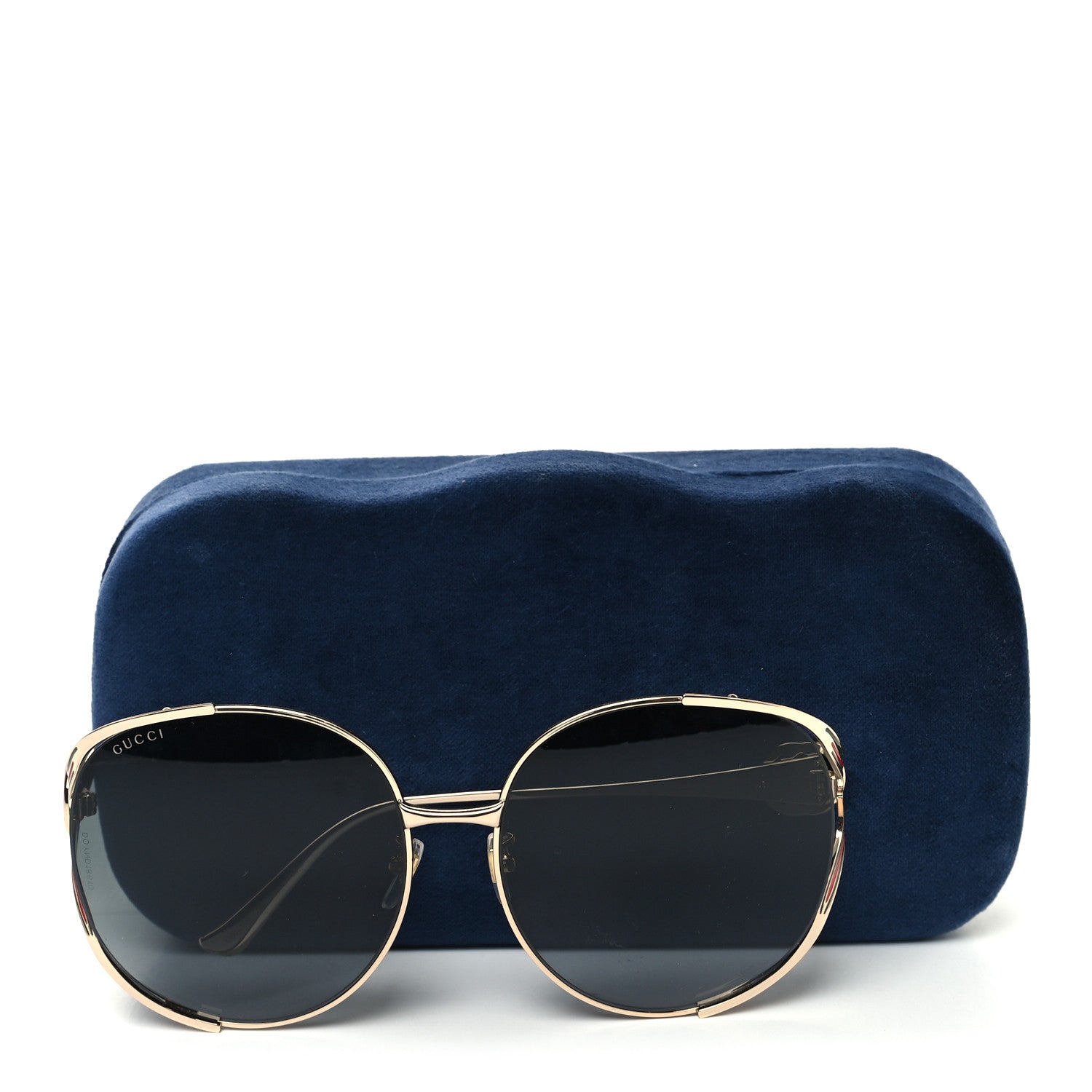 Gucci Metal Oversized Round Frame GG0225S Sunglasses Gold 8 of 8