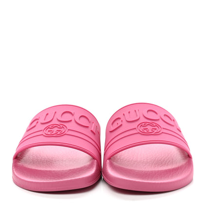 Gucci Rubber Womens Logo Slide Sandals 36 Fuchsia 2 of 9