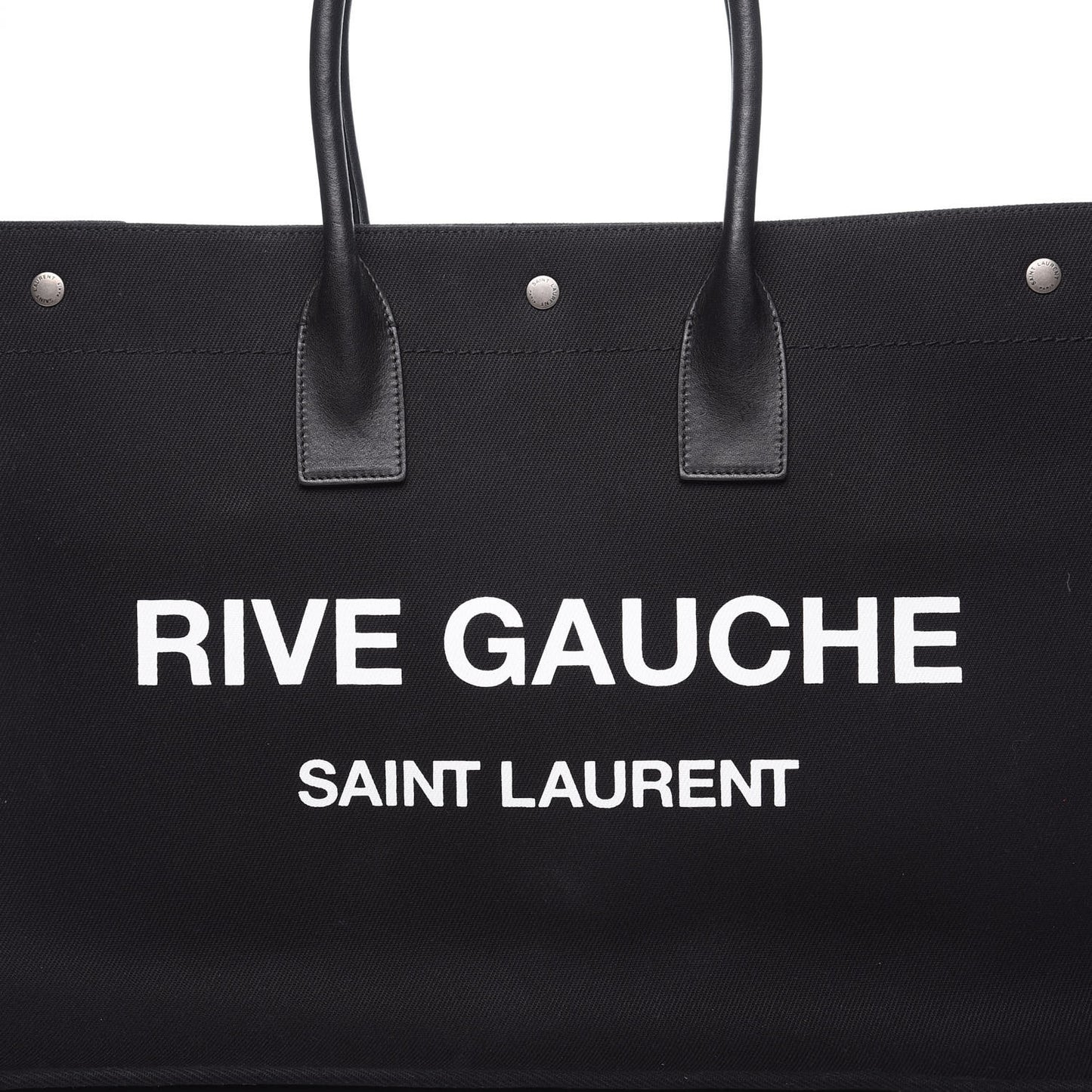Linen Calfskin Rive Gauche Tote Black