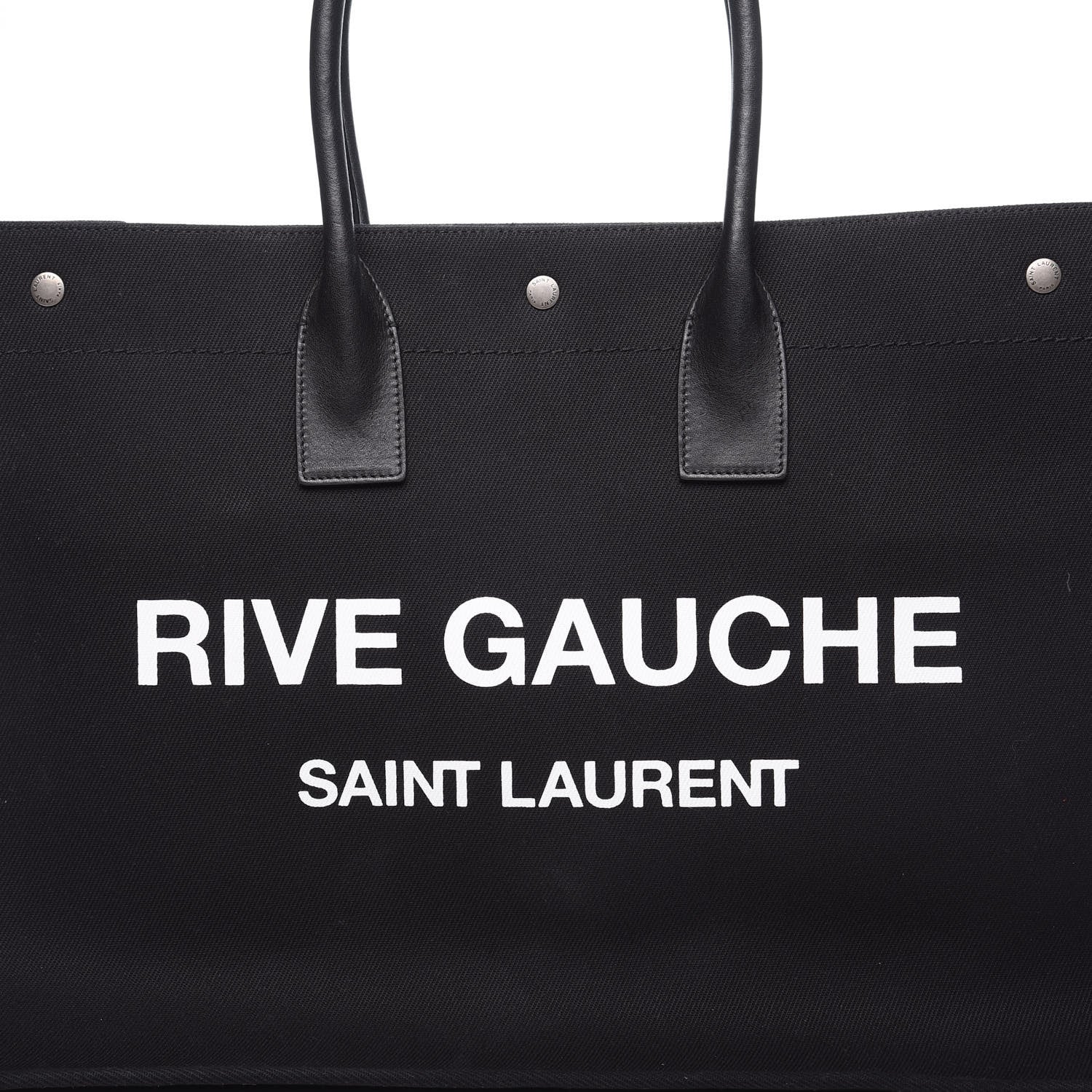 Saint Laurent Linen Calfskin Rive Gauche Tote Black 10 of 10