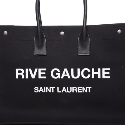Saint Laurent Linen Calfskin Rive Gauche Tote Black 10 of 10