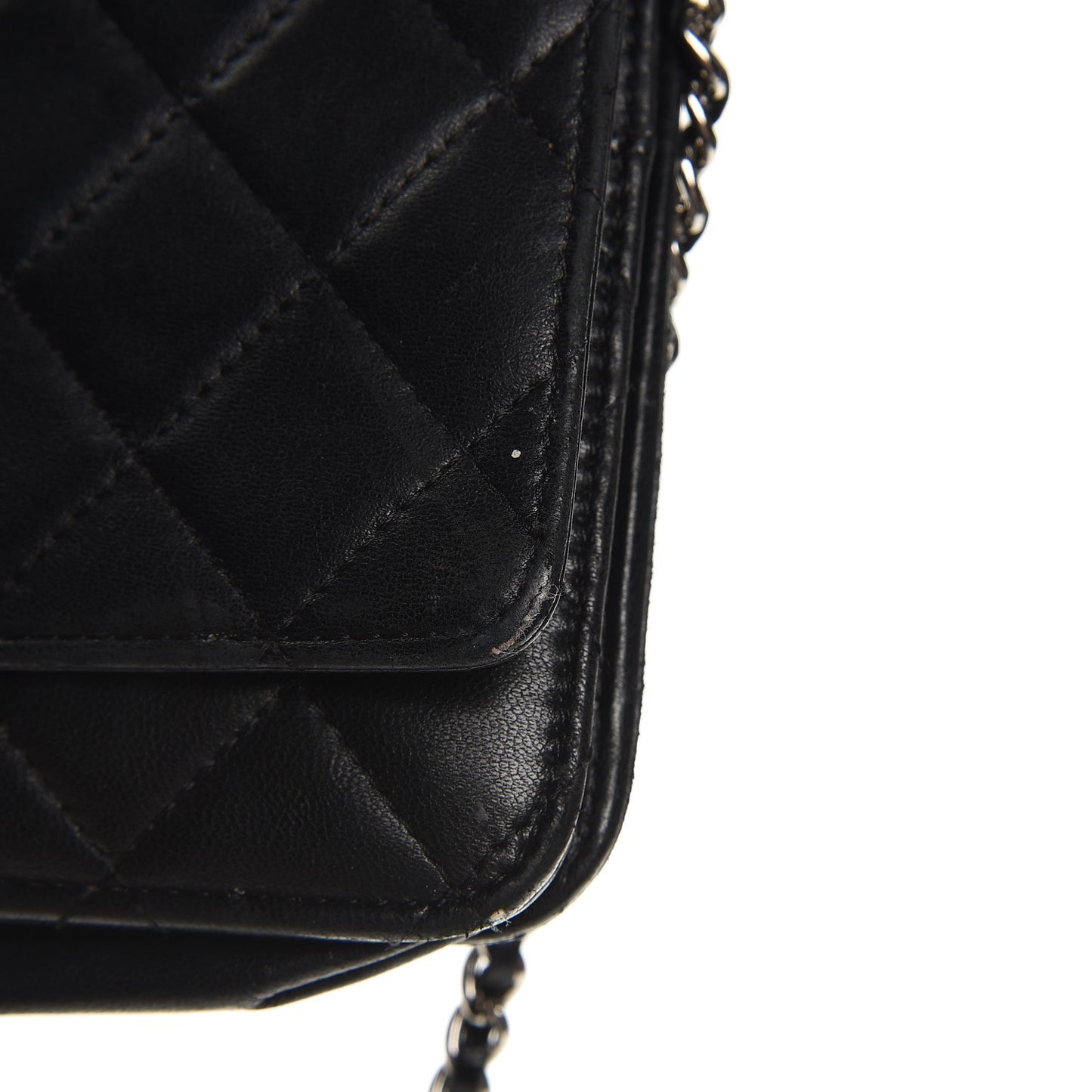Lambskin Quilted Wallet On Chain WOC Black