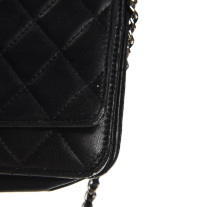 Chanel Lambskin Quilted Wallet On Chain WOC Black 14 of 19