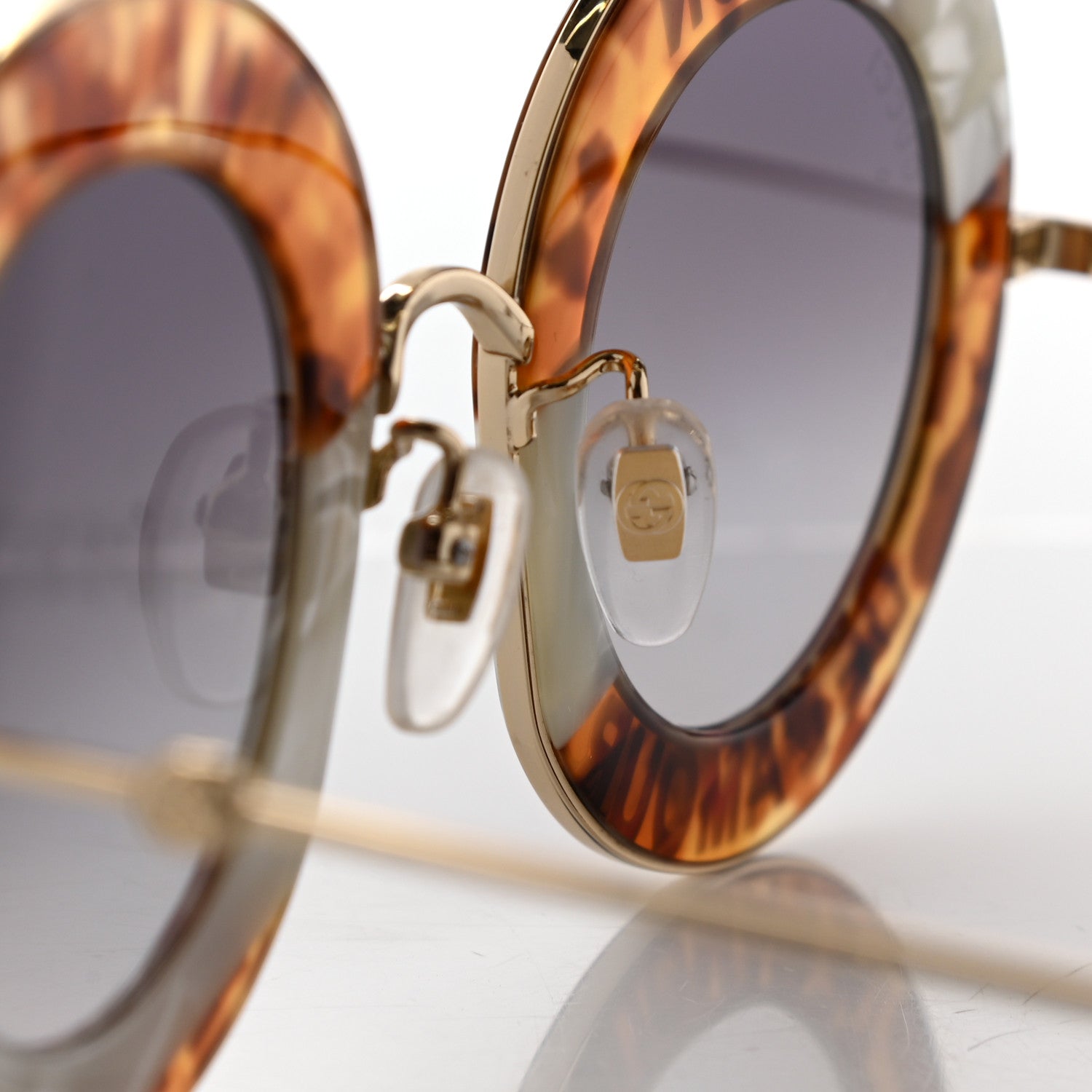 Gucci Metal Maison Del'Amour Round Frame Sunglasses GG0113S Tortoise 7 of 8