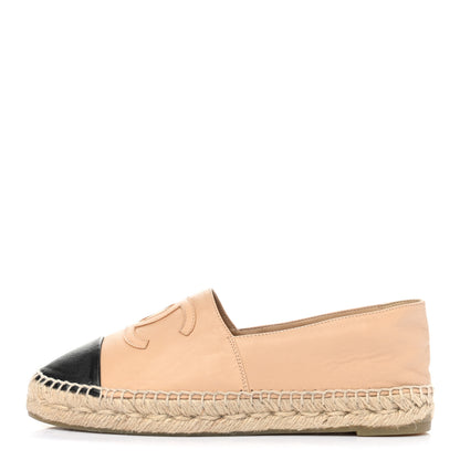 Chanel Lambskin CC Espadrilles 39 Beige Black 1 of 10