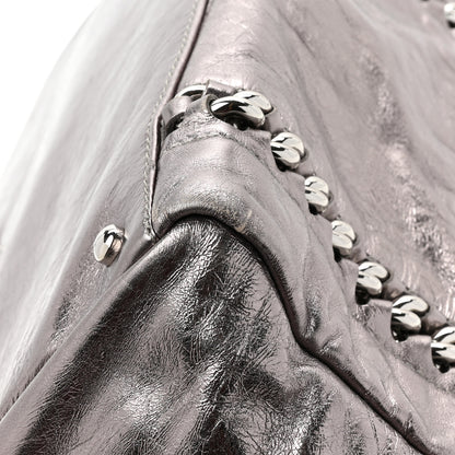 Chanel Metallic Cracked Calfskin Modern Chain Tote Dark Silver 12 of 14