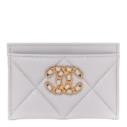 Chanel Lambskin Quilted Chanel 19 Card Holder Grey 1 of 9