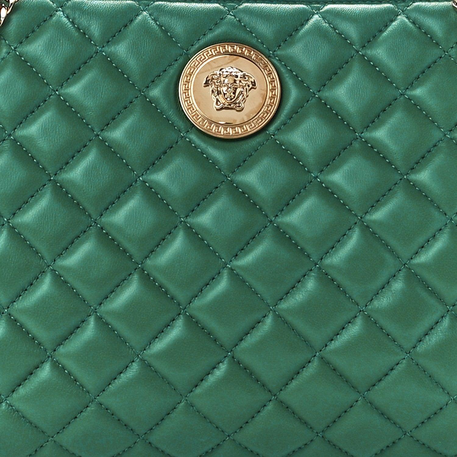 Versace Nappa Quilted Medusa Chain Shoulder Bag Green 9 of 12