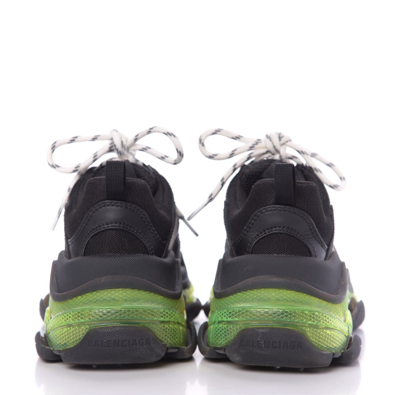 Balenciaga Fabric Mesh Clear Sole Womens Triple S Sneakers 37 Black Yellow Fluo 7 of 9