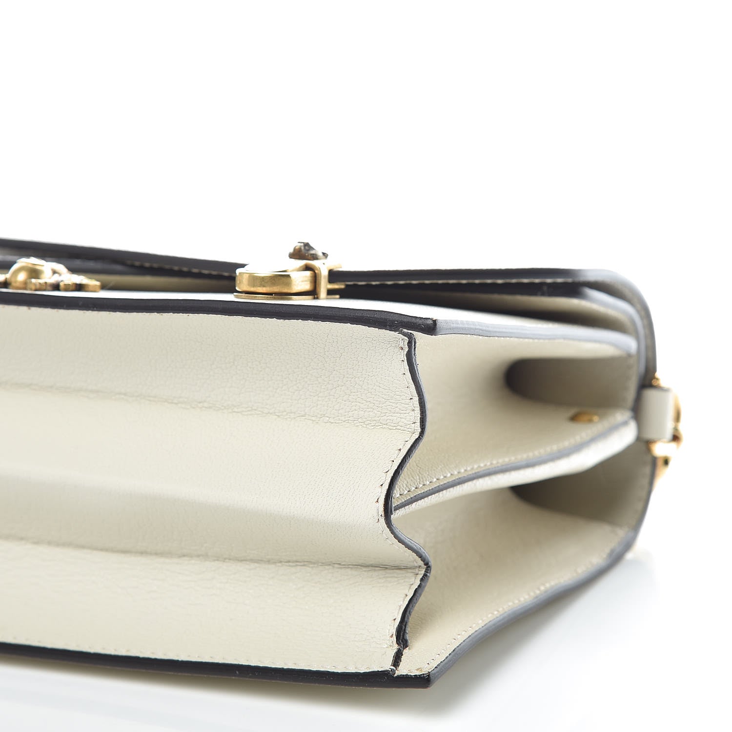 Gucci Calfskin Snakeskin Studded Small Ottilia Top Handle Bag White 6 of 14