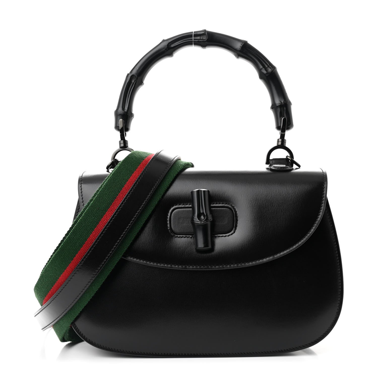 Gucci Boarded Dyana Lux Calfskin Web Monochrome Medium Bamboo 1947 Top Handle Bag Black 1 of 10