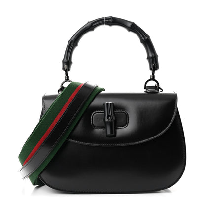 Gucci Boarded Dyana Lux Calfskin Web Monochrome Medium Bamboo 1947 Top Handle Bag Black 1 of 10