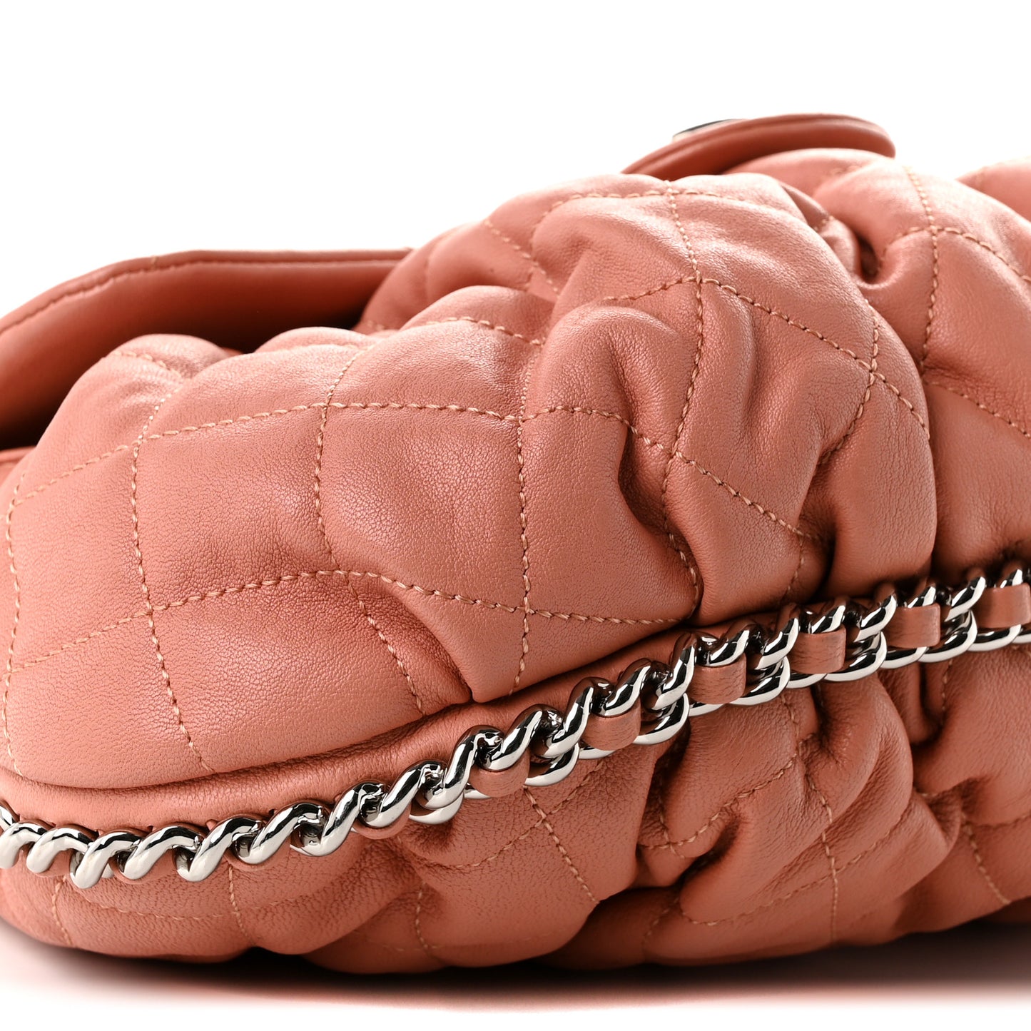 Washed Lambskin Quilted Medium Chain Around Messenger Pink