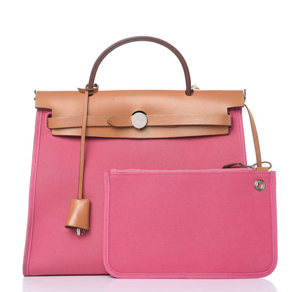 Hermes Vache Hunter Toile Herbag Zip 31 PM Rose Lipstick 3 of 18
