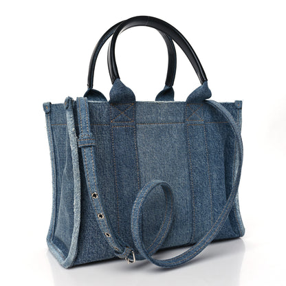 Balenciaga Washed Frayed Denim Logo Small Hardware Tote Blue 3 of 11