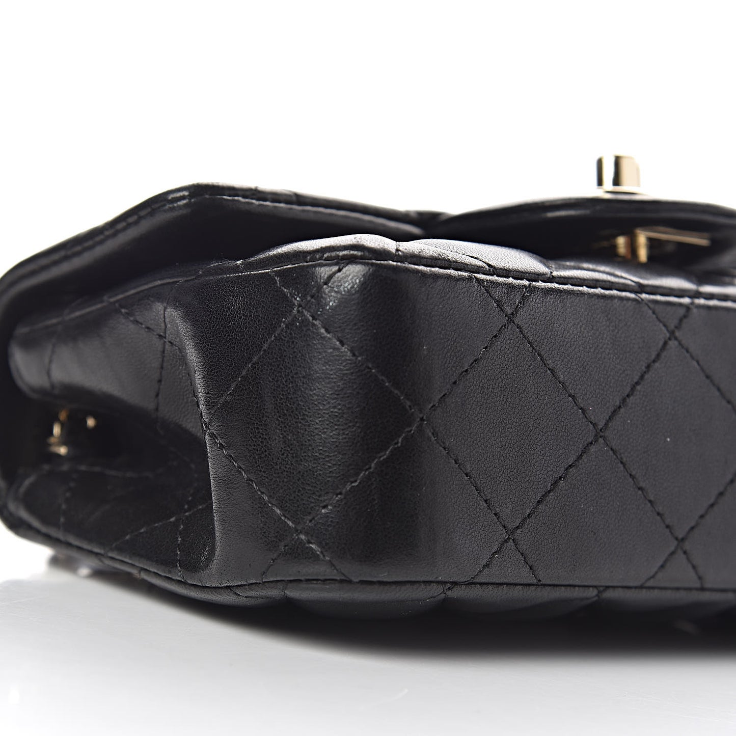 Lambskin Quilted Extra Mini Rectangular Flap Black
