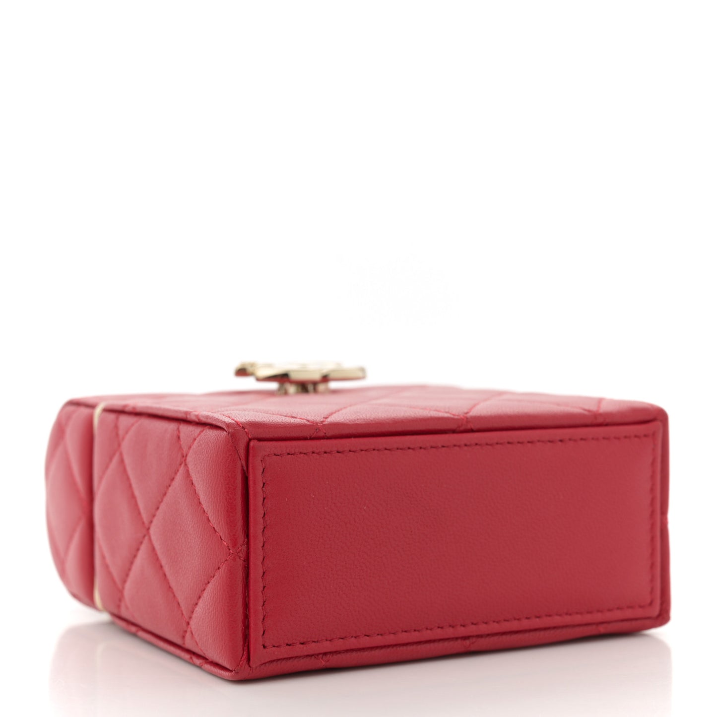 Lambskin Quilted Small Box With Chain Red