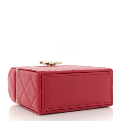 Chanel Lambskin Quilted Small Box With Chain Red 5 of 11