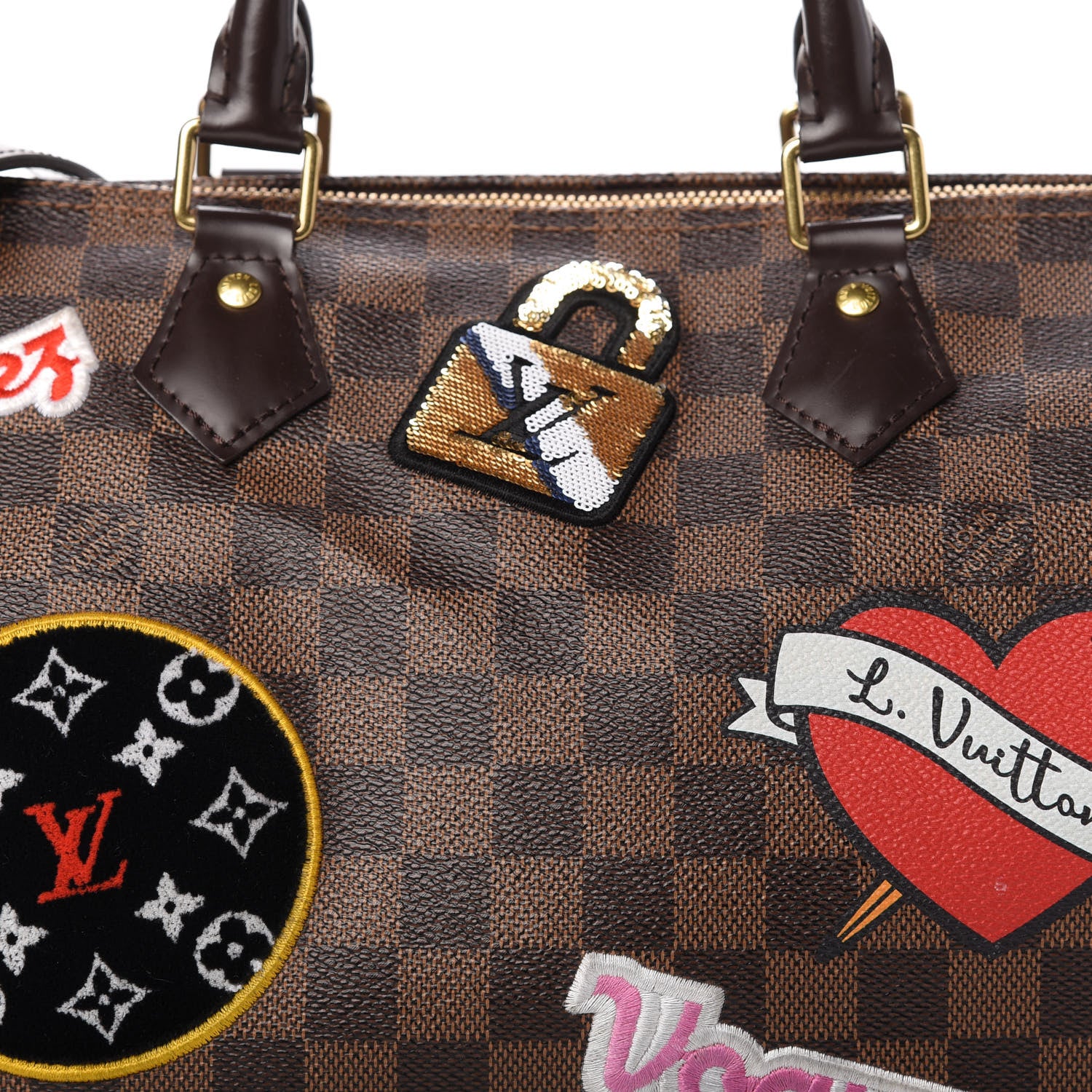 Louis Vuitton Damier Ebene Patches Speedy Bandouliere 30 10 of 10