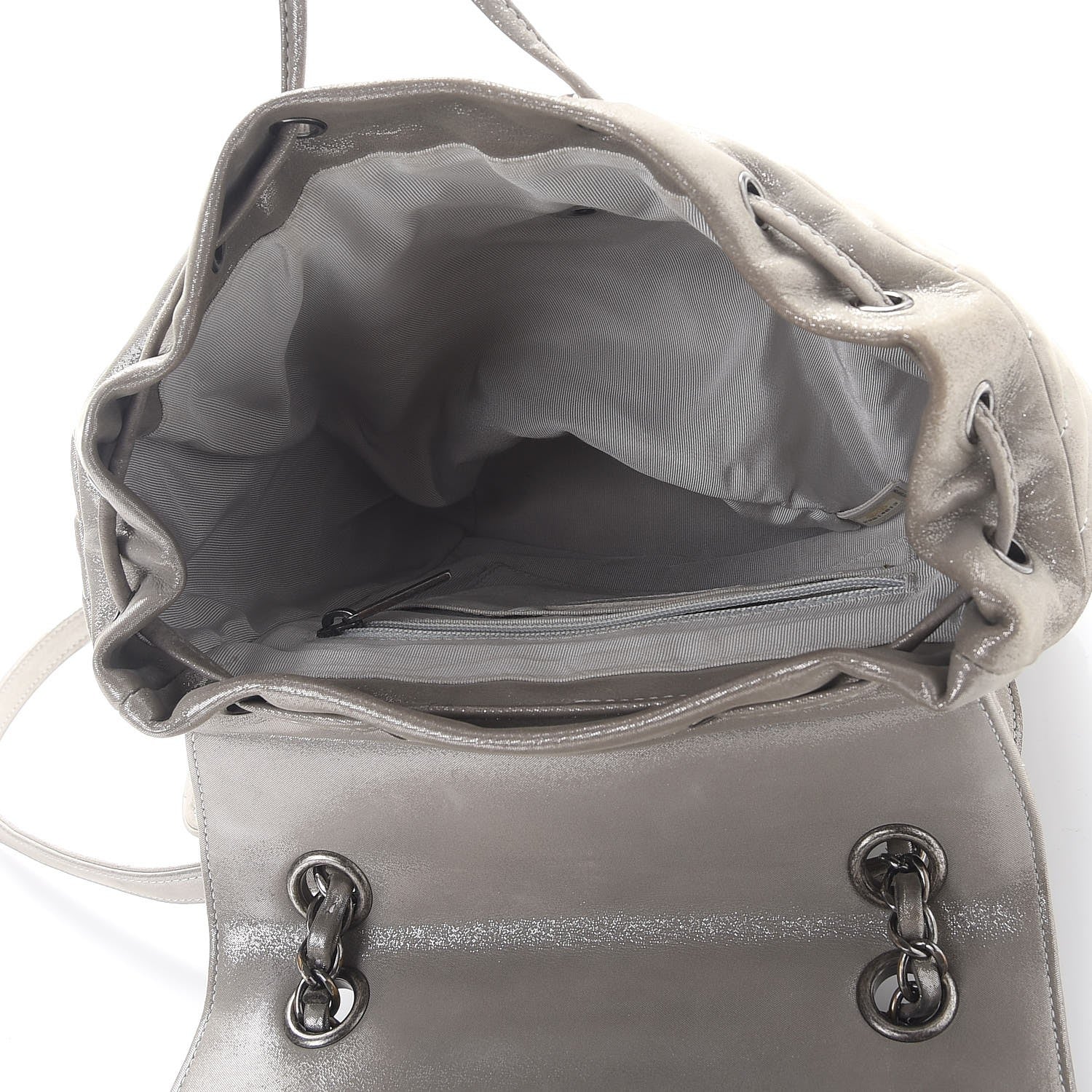 Chanel Metallic Calfskin Chevron Quilted Small Urban Spirit Backpack Silver 5 of 9