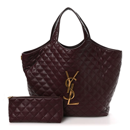 Saint Laurent Lambskin Quilted Maxi Icare Shopping Tote  Rouge Cabernet 3 of 11