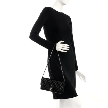 Chanel Patent Calfskin Quilted Brilliant East West Flap Clutch Black 2 of 8
