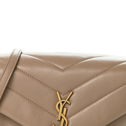 Saint Laurent Calfskin Y Quilted Monogram Toy Loulou Crossbody Bag Dark Beige 8 of 13
