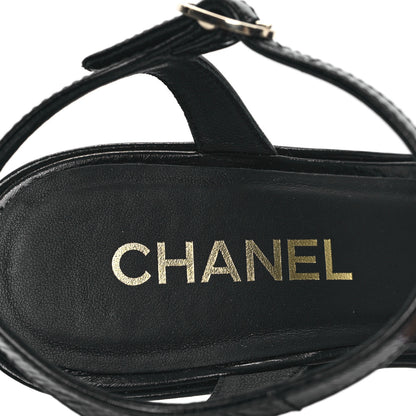 Chanel Calfskin CC Platform Sandals 38.5 Black 7 of 10