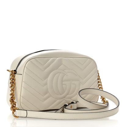 Gucci Calfskin Matelasse Small GG Marmont Chain Shoulder Bag White 3 of 12