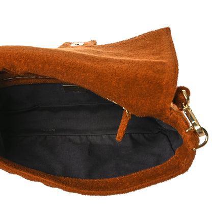 Fendi Terry Cloth Vitello Century Matte FF 1974 Embossed Baguette Caramel 5 of 8