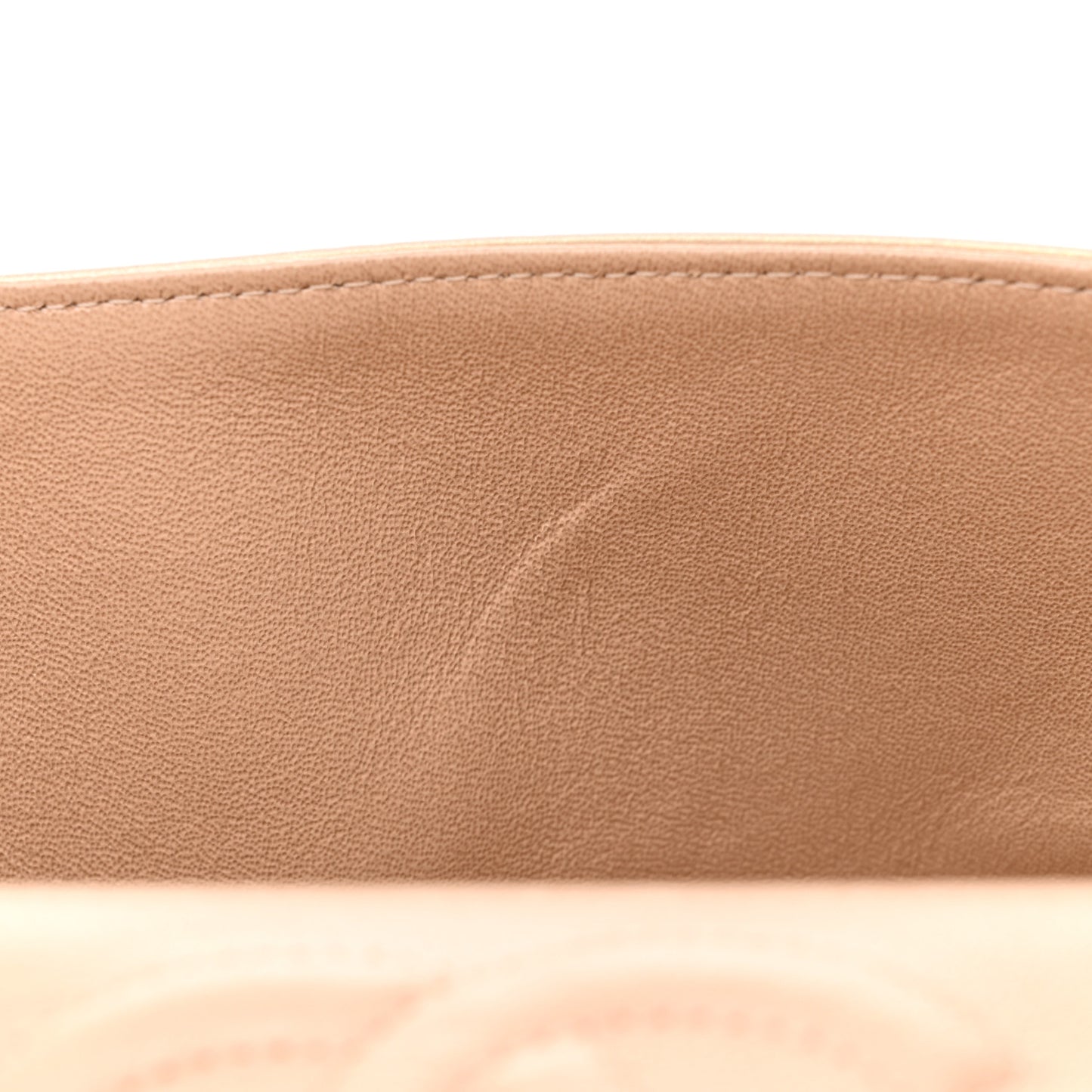 Iridescent Calfskin Quilted Medium Double Flap Beige