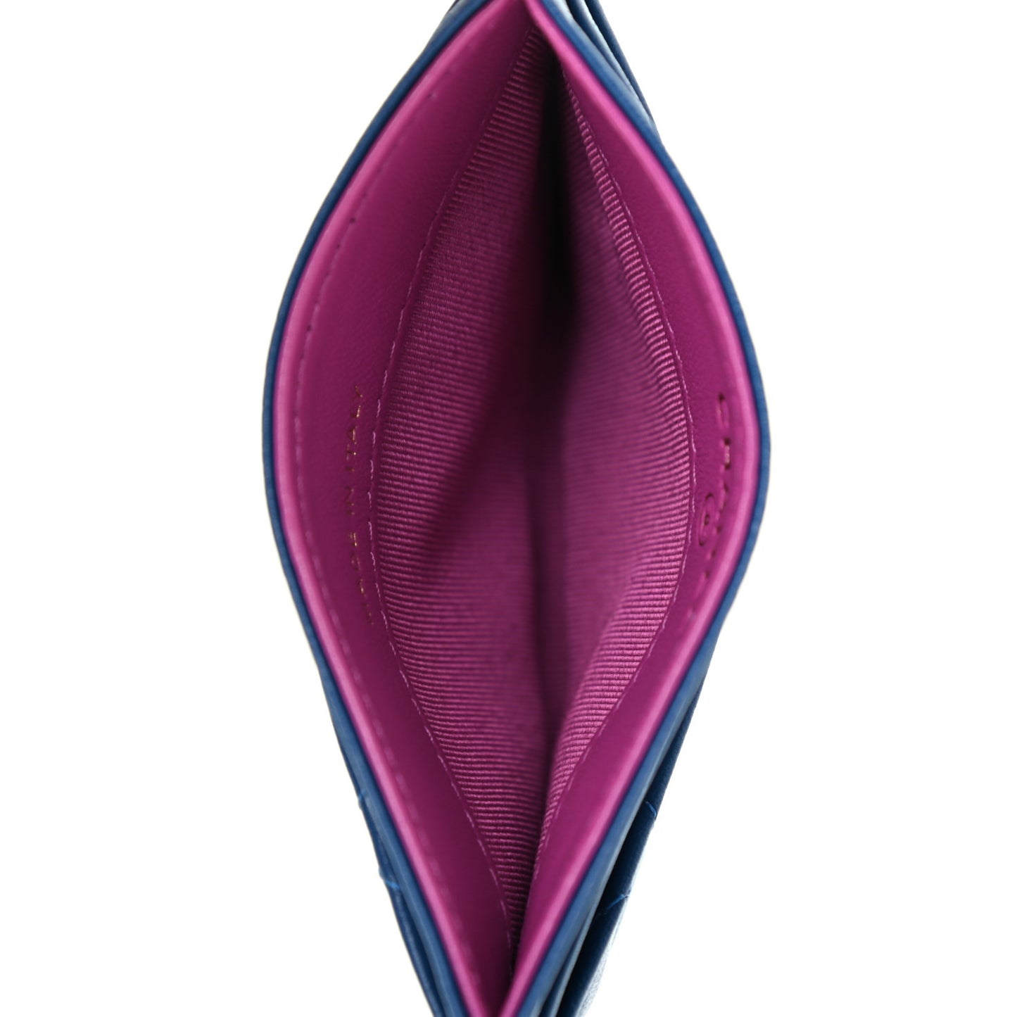 Lambskin Quilted Card Holder Blue Pink