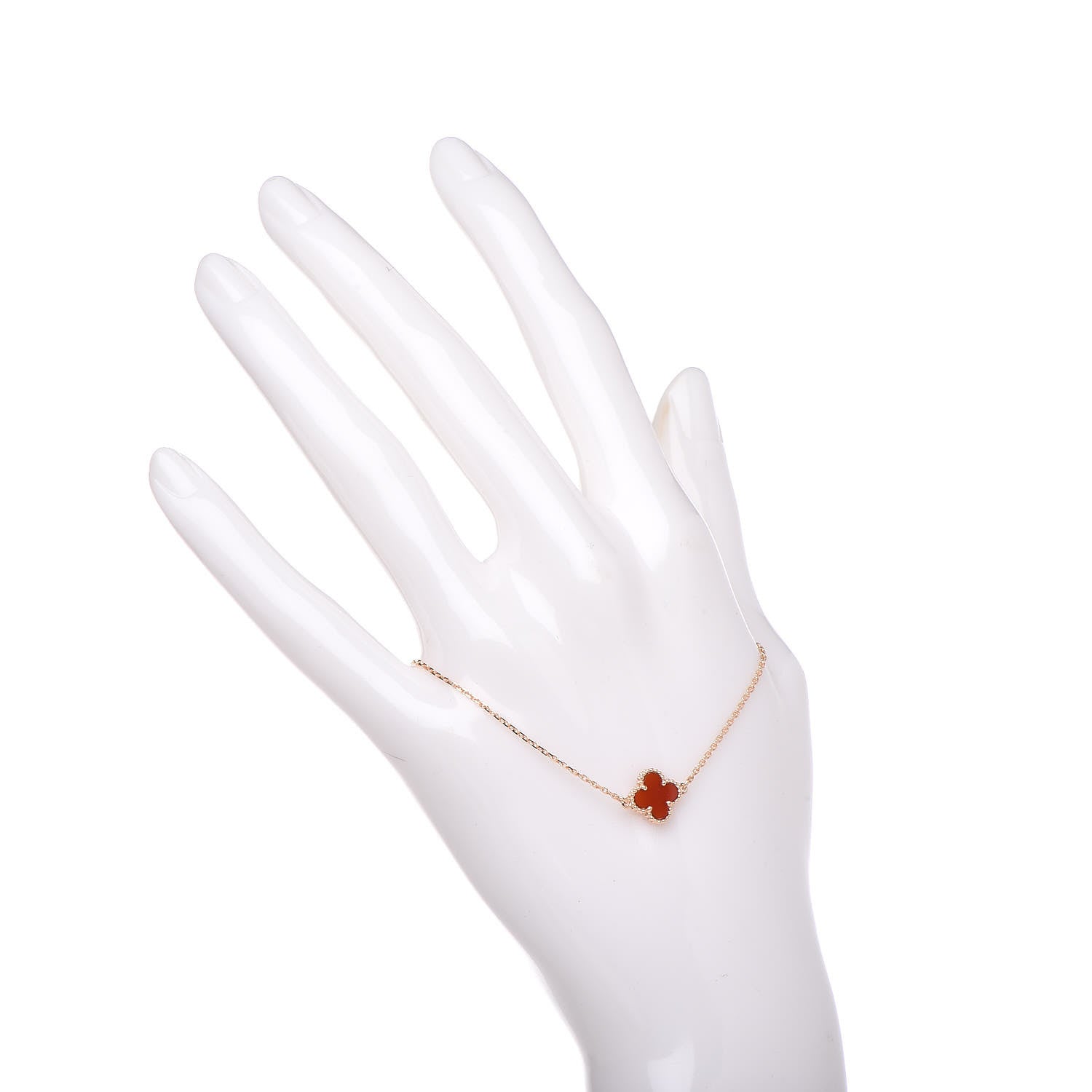 Van Cleef & Arpels 18K Rose Gold Carnelian Sweet Alhambra Bracelet 2 of 6