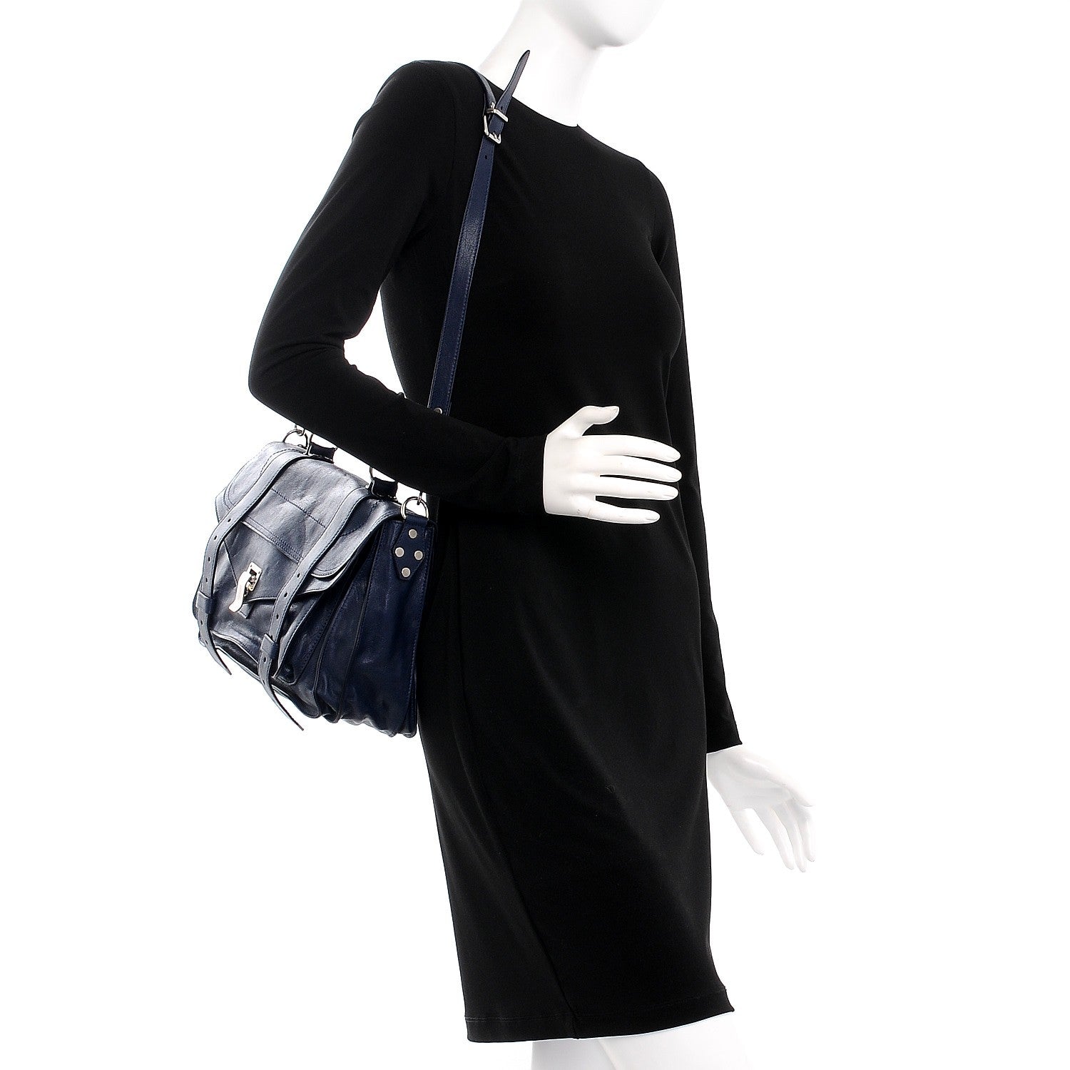 Proenza Schouler Lambskin Medium PS1 Satchel Indigo 2 of 9