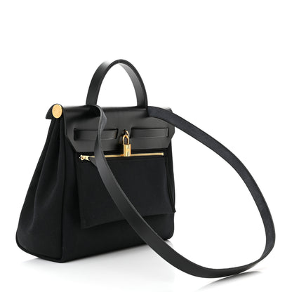 Hermes Military Toile Vache Hunter Herbag Zip PM 31 Black 4 of 12