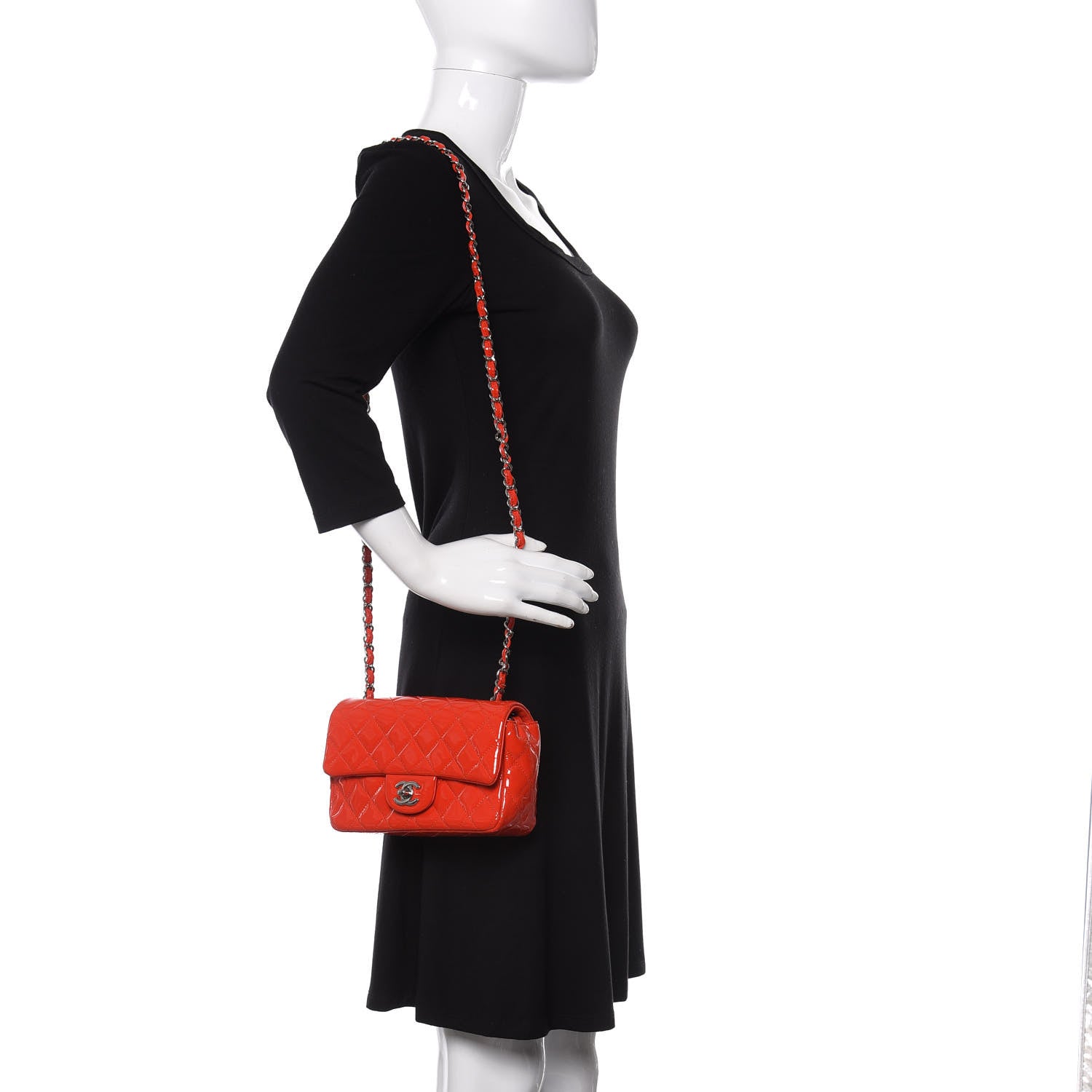 Chanel Patent Calfskin Quilted Mini Rectangular Flap Red 2 of 10