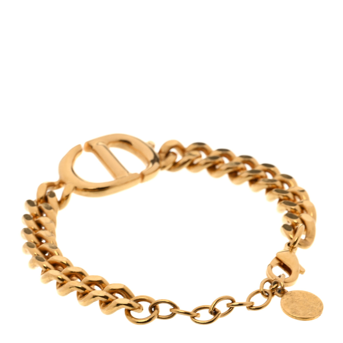 Metal CD Link Chain Bracelet Gold