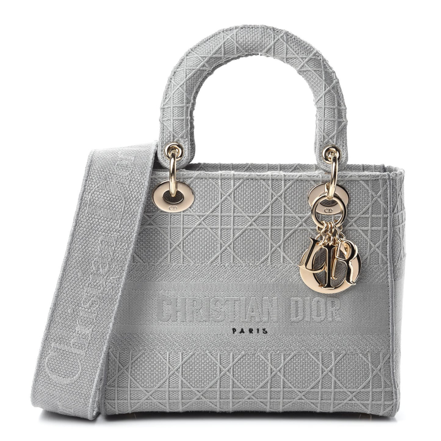 Canvas Embroidered Cannage Medium Lady D-Lite Gray