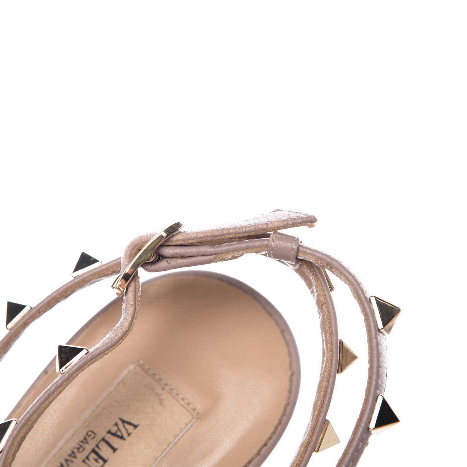 Valentino Garavani Patent Rockstud Ankle Strap Pumps 39 Poudre 12 of 17