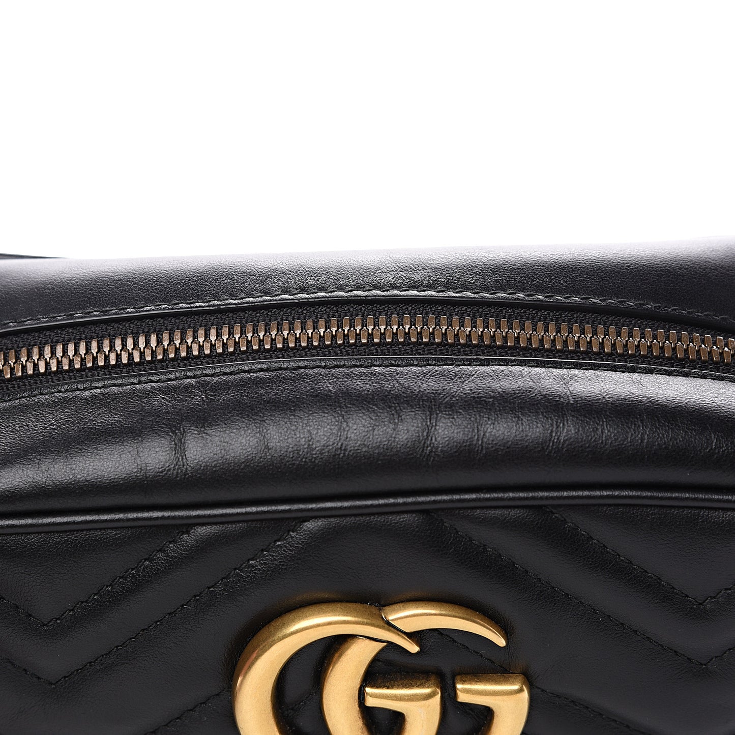 Calfskin Matelasse Small GG Marmont Chain Shoulder Bag Black
