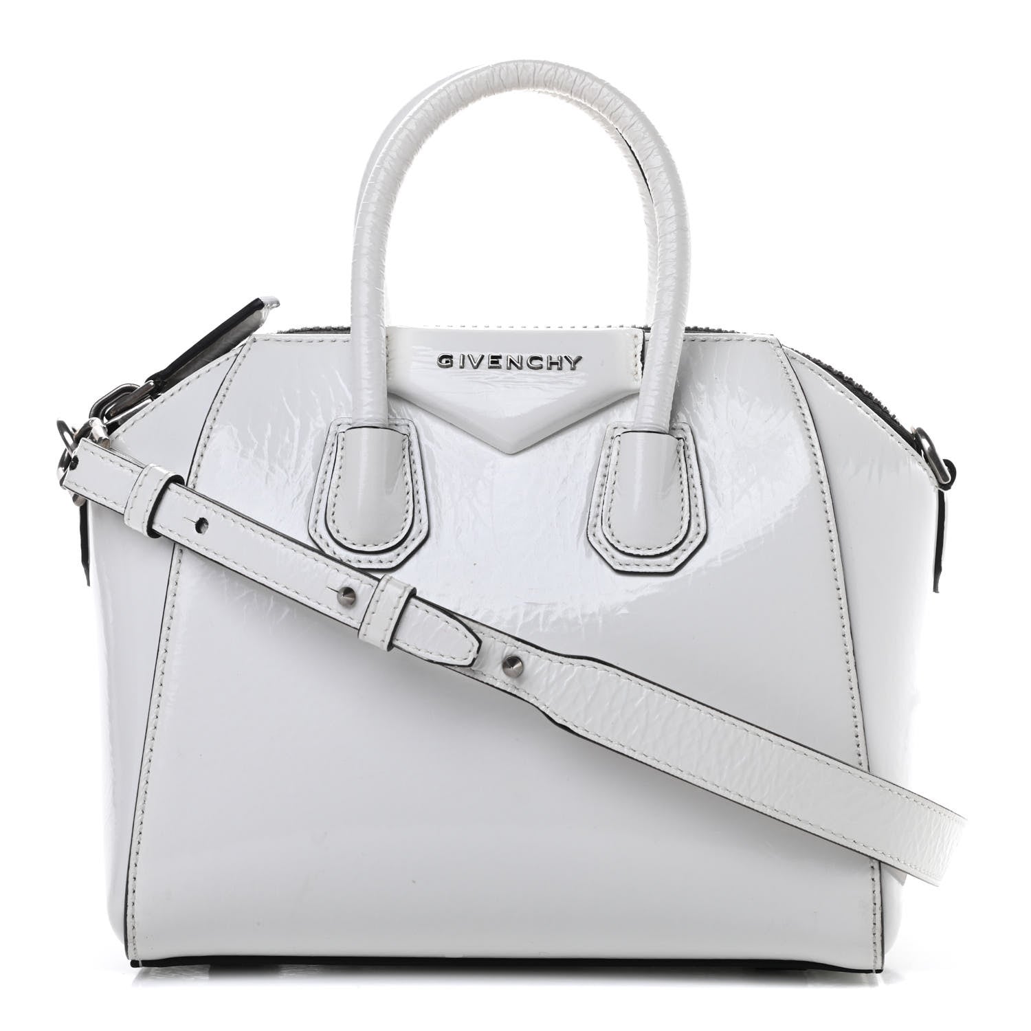 Givenchy Crinkled Patent Calfskin Mini Antigona White 1 of 16