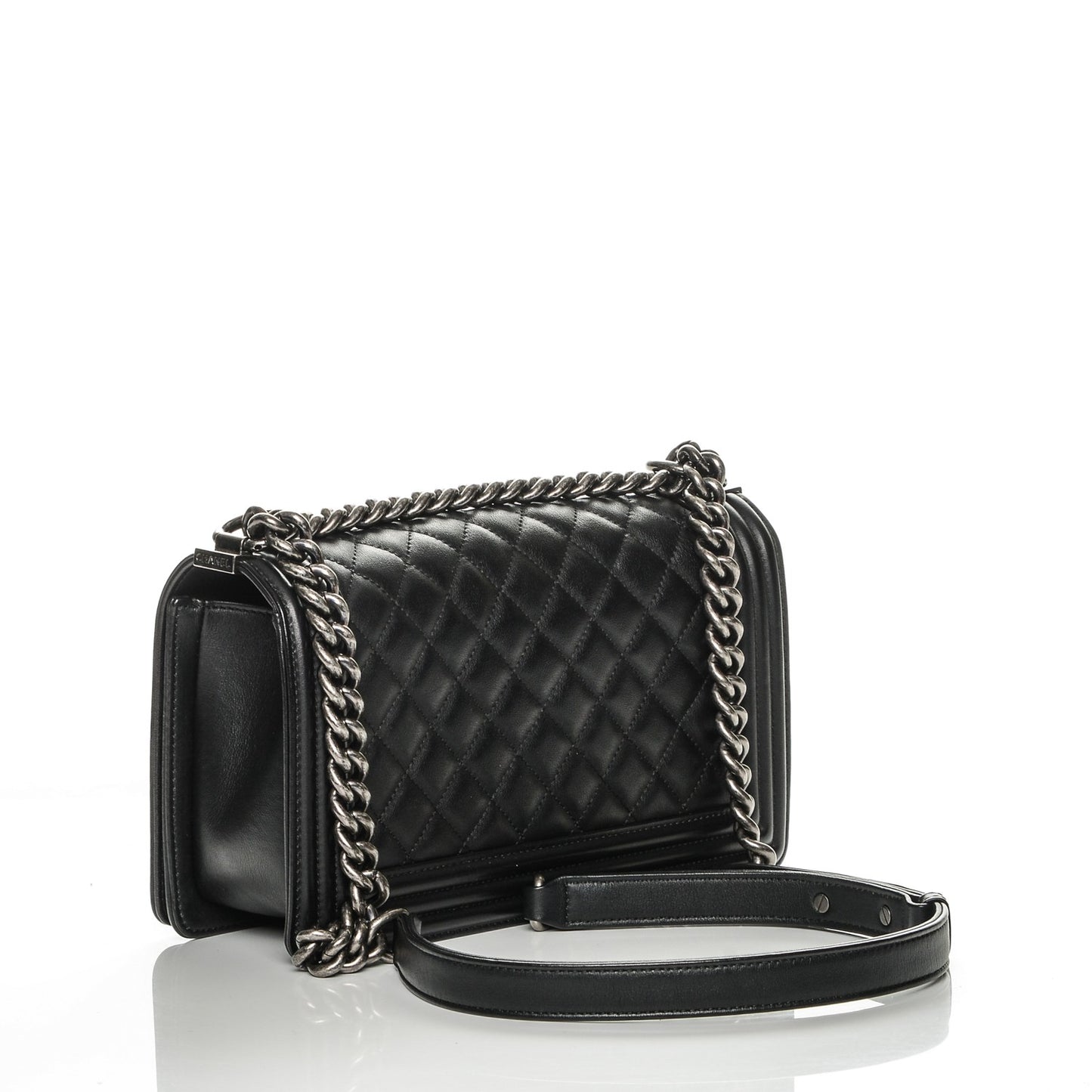 Calfskin Quilted Medium Boy Flap Black