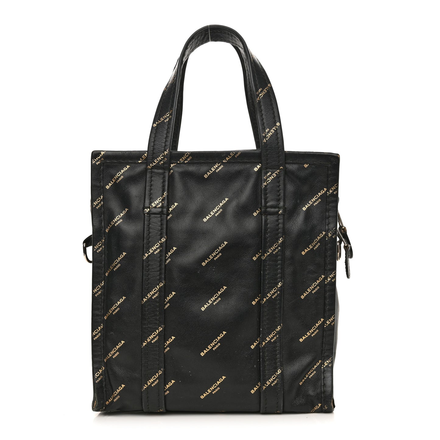 Calfskin Allover Logo XS Bazar Shopper Tote Black Gold