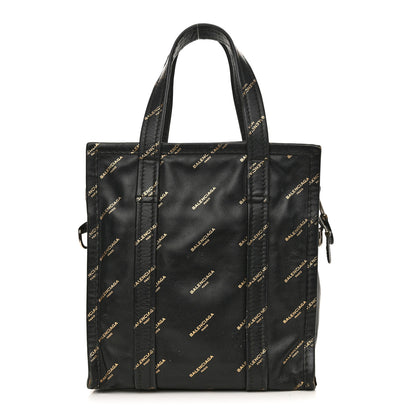 Balenciaga Calfskin Allover Logo XS Bazar Shopper Tote Black Gold 1 of 20