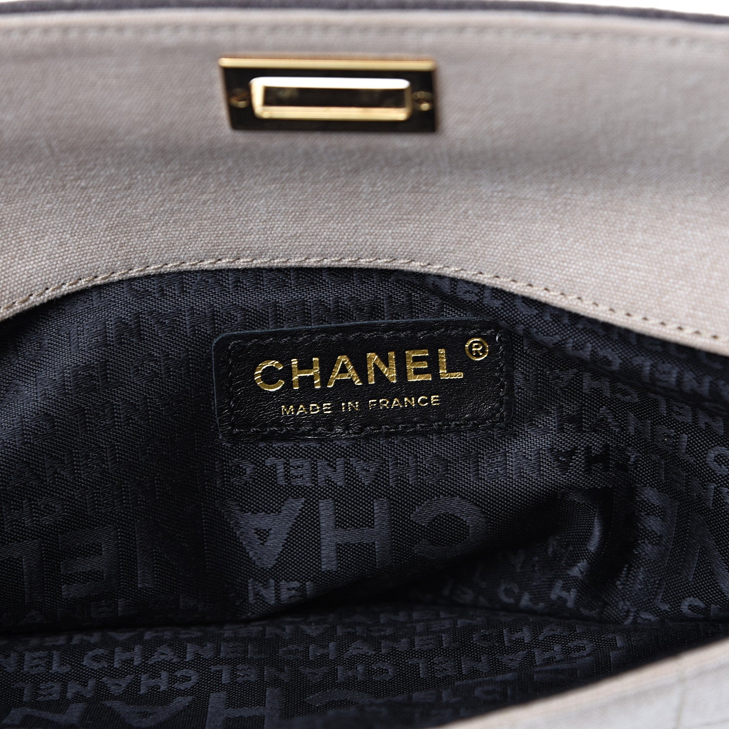 Chanel Canvas Chocolate Bar Mademoiselle Double Flap Clutch Beige Brown 6 of 10